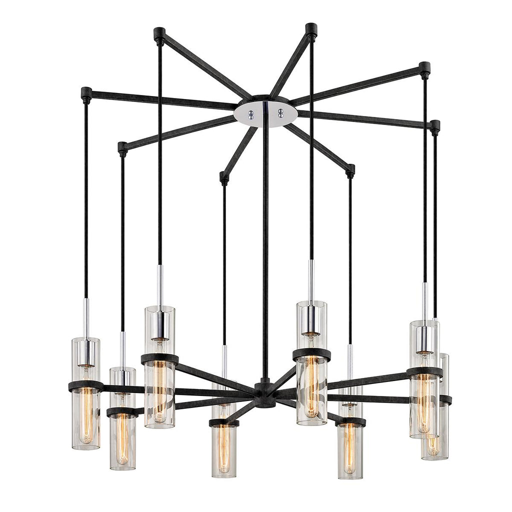 Troy Lighting Xavier TEXTURED IRON/POLISHED CHROME 36W x 36L x 10.25H Chandelier