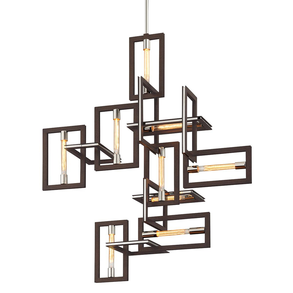 Troy Lighting Enigma BRONZE WITH POLISHED STAINLESS 30.5W x 48.25L x 54.25H Chandelier