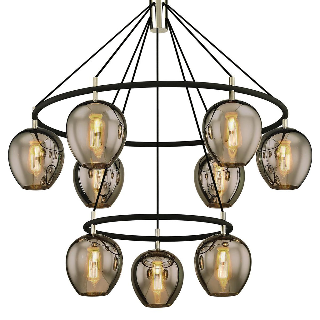 Troy Lighting Iliad TEXTURED BLACK & POLISH NICKEL 40W x 40L x 41H Chandelier