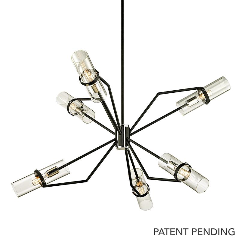 Troy Lighting Raef TEXTURED BLACK & POLISH NICKEL 36W x 36L x 21.75H Chandelier