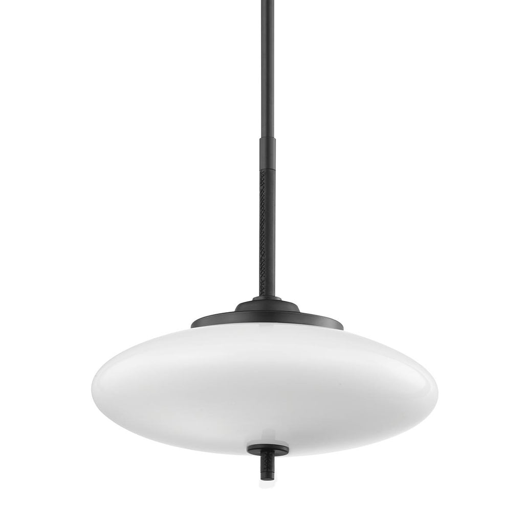 Troy Lighting Fallon SATIN BLACK/BLACK LEATHER 18W x 18L x 18H Pendant