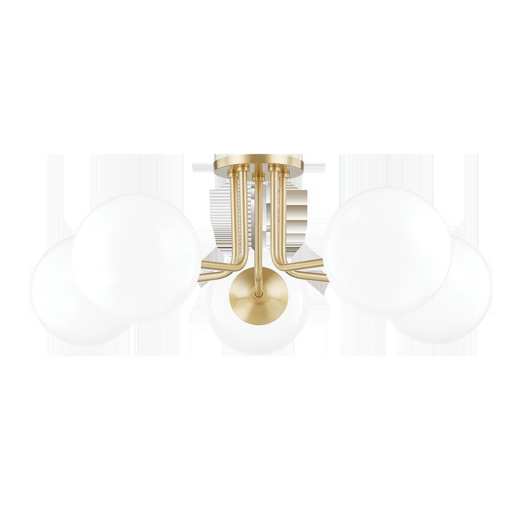 Mitzi Stella Aged Brass 30W x 7.25L x 10.5H Semi-Flush Mount