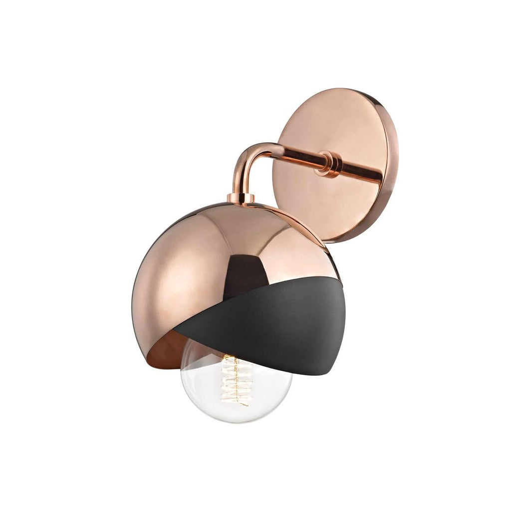 Mitzi Emma Polished Copper/black 6W x 6L x 11.5H Wall Sconce