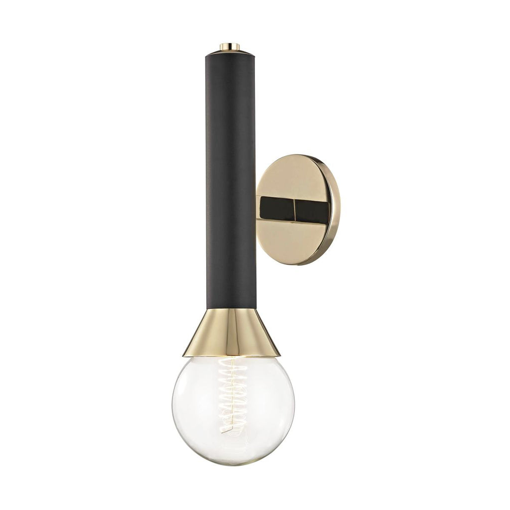 Mitzi Via Polished Brass/black 5W x 5L x 16.75H Wall Sconce