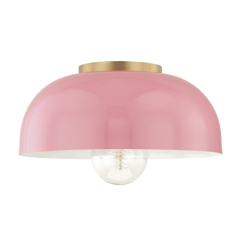 Mitzi Avery Aged Brass/pink 14W x 14L x 8.5H Flush Mount