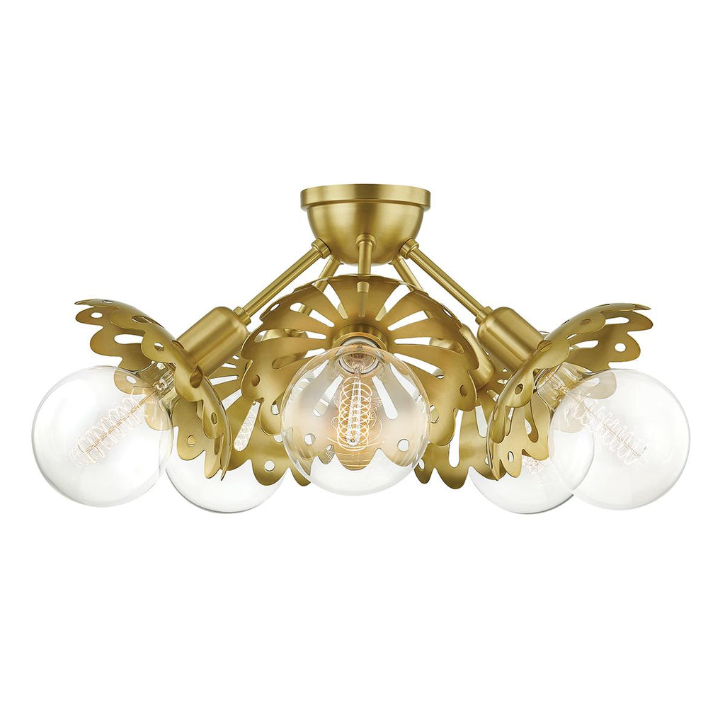 Mitzi Alyssa Aged Brass 24W x 8.5L x 10.5H Semi-Flush Mount