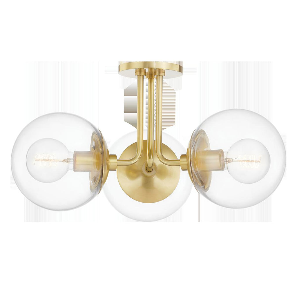 Mitzi Meadow Aged Brass 20.25W x 8.25L x 10.5H Semi-Flush Mount