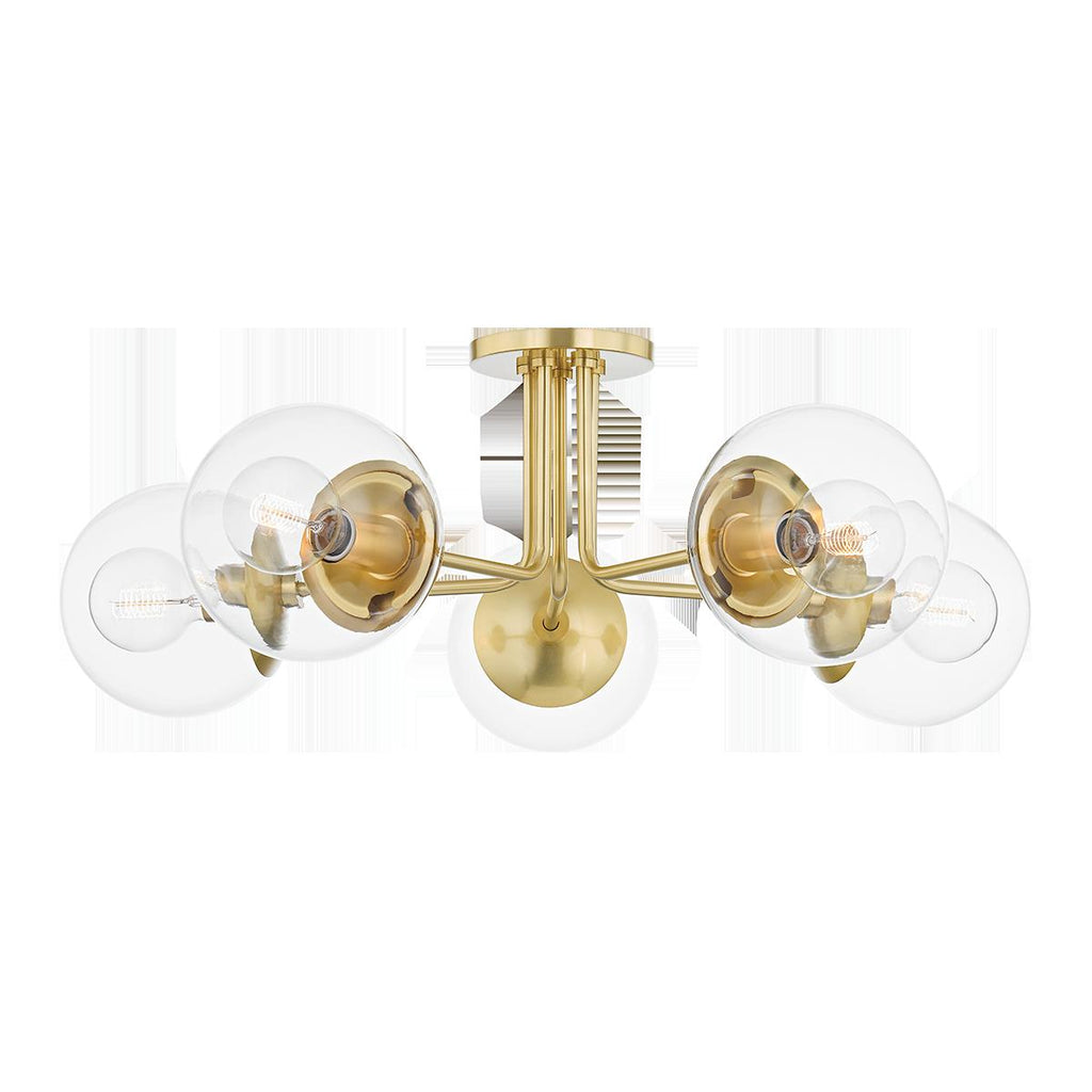 Mitzi Meadow Aged Brass 30W x 4.75L x 10.5H Semi-Flush Mount