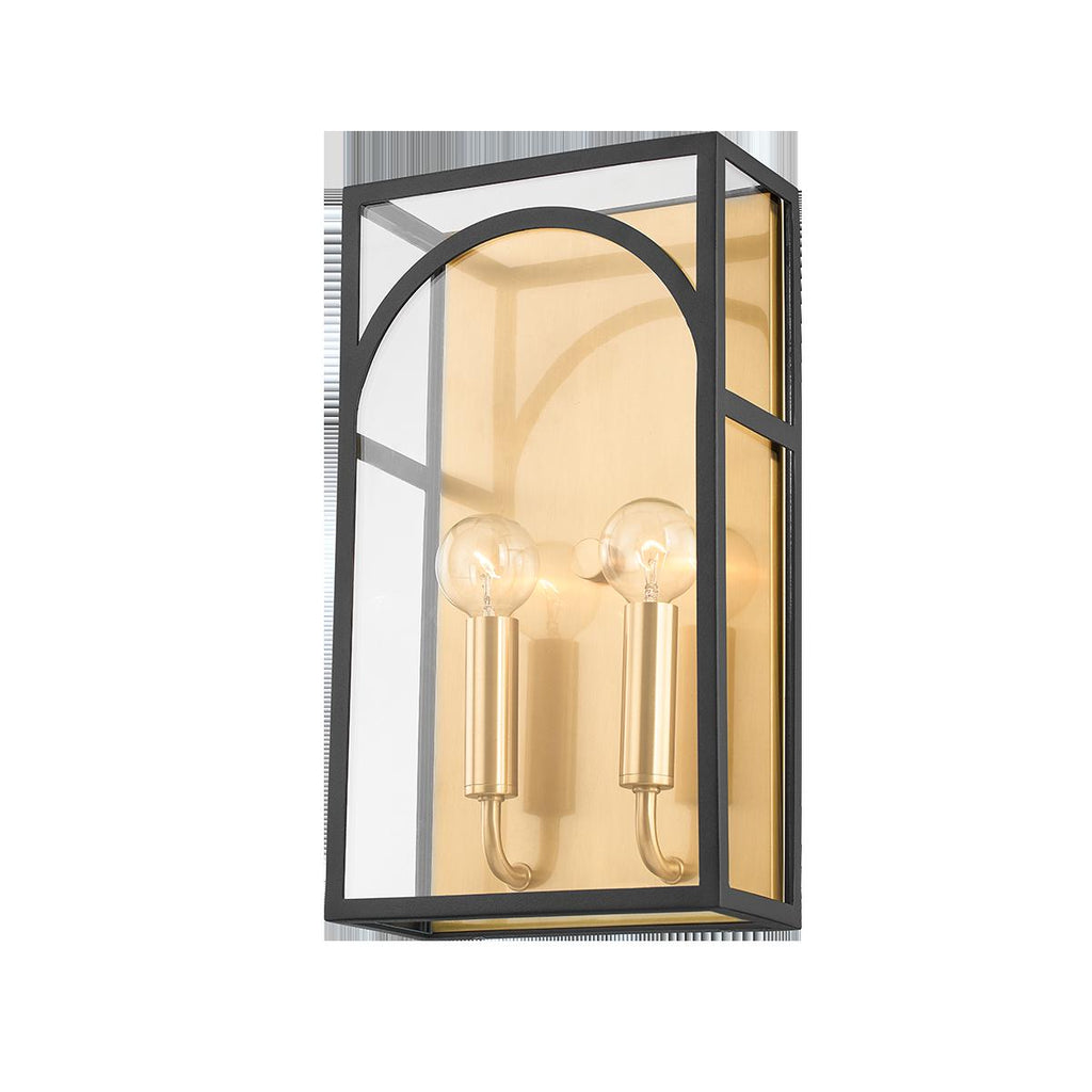 Mitzi Addison AGED BRASS/TEXTURED BLACK COMBO 8W x 3.75L x 14H Wall Sconce