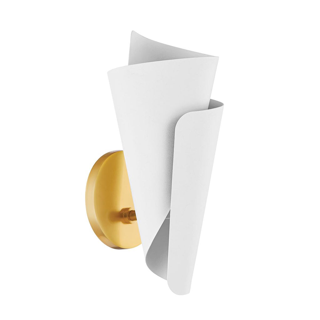 Mitzi DAVINA AGED BRASS/TEXTURED WHITE 5.5W x 8L x 13.5H Wall Sconce