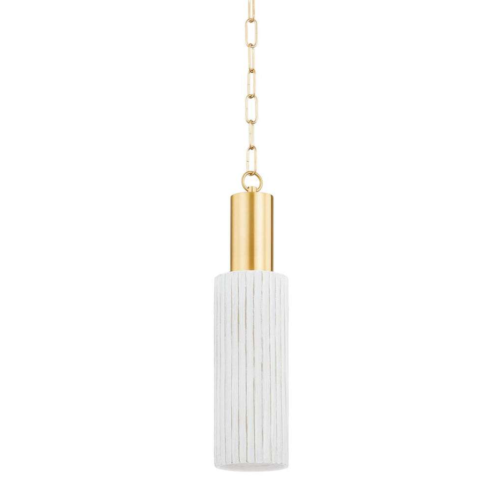 Mitzi CORISSA Aged Brass/ Ceramic Whitewash Bisque 5W x 32L x 20.5H Pendant