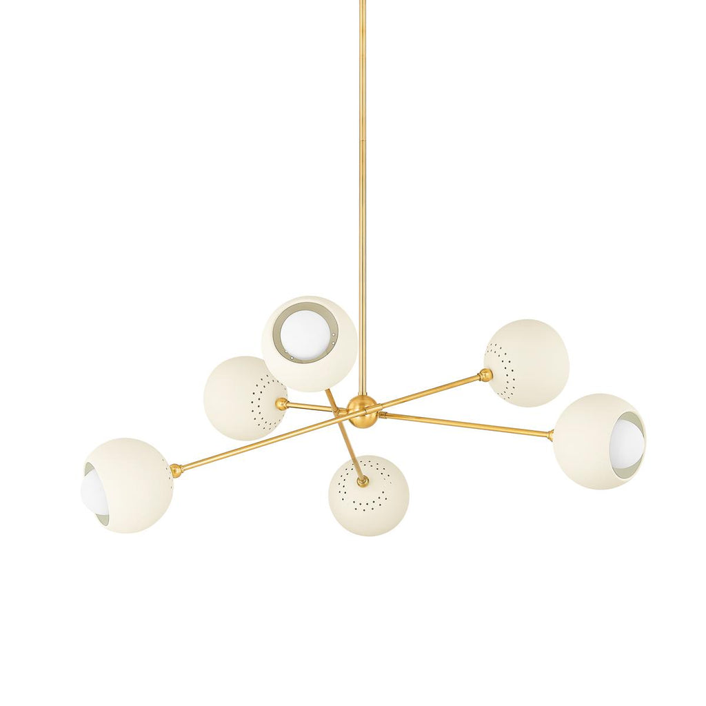 Mitzi SAYLOR AGED BRASS/SOFT CREAM 40W x 4.25L x 19.5H Chandelier