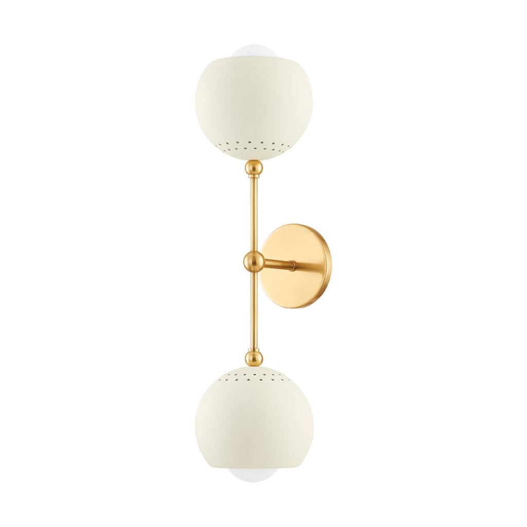 Mitzi SAYLOR AGED BRASS/SOFT CREAM 6.25W x 4.25L x 23.25H Wall Sconce