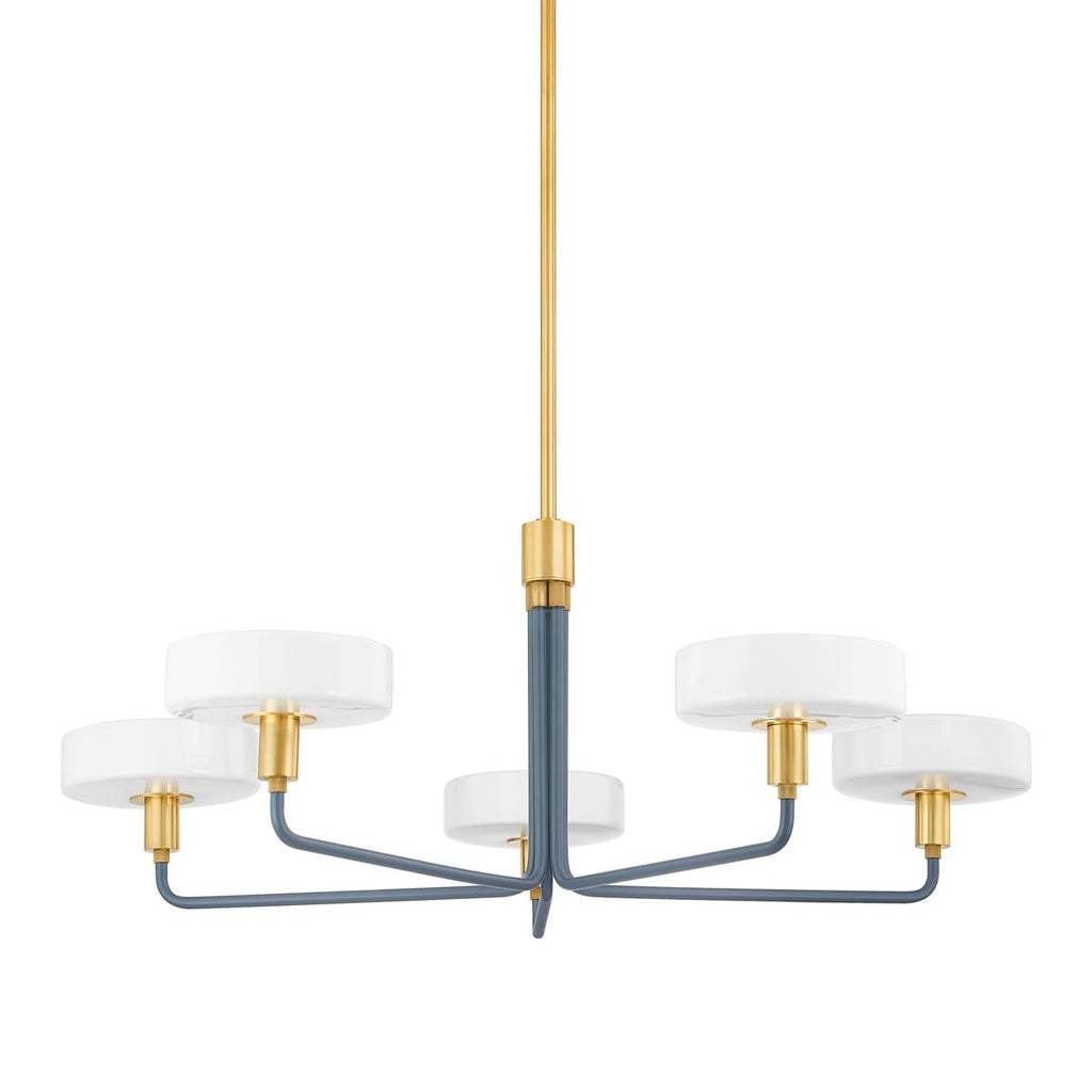 Mitzi Aston Aged Brass/Slate Blue 39W x 12L x 14.75H Chandelier