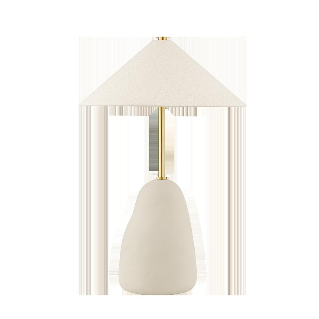 Mitzi Maia AGED BRASS/CERAMIC TEXTURED BEIGE 18.75W x 4.75L x 28.25H Table Lamp