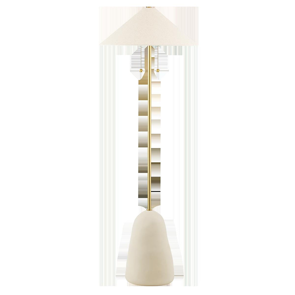 Mitzi Maia AGED BRASS/CERAMIC TEXTURED BEIGE 23.5W x 40L x 67H Floor Lamp