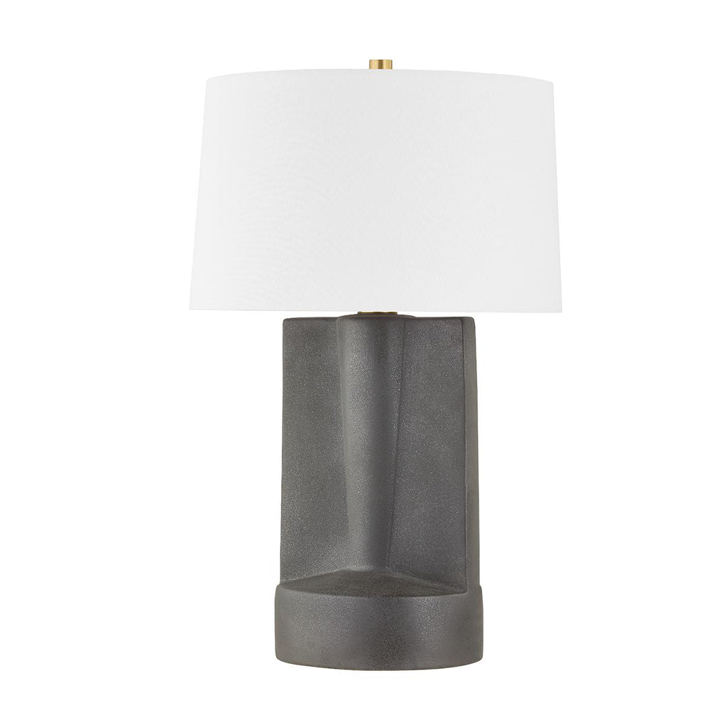 Hudson Valley Lighting Wilson AGED BRASS/CERAMIC TEXTURE DARK GREY 18W x 18L x 28H Table Lamp