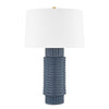 Hudson Valley Lighting Broderick Aged Brass/Grey Blue Reactive Ceramic 17W X 17L X 26.5H Table Lamp