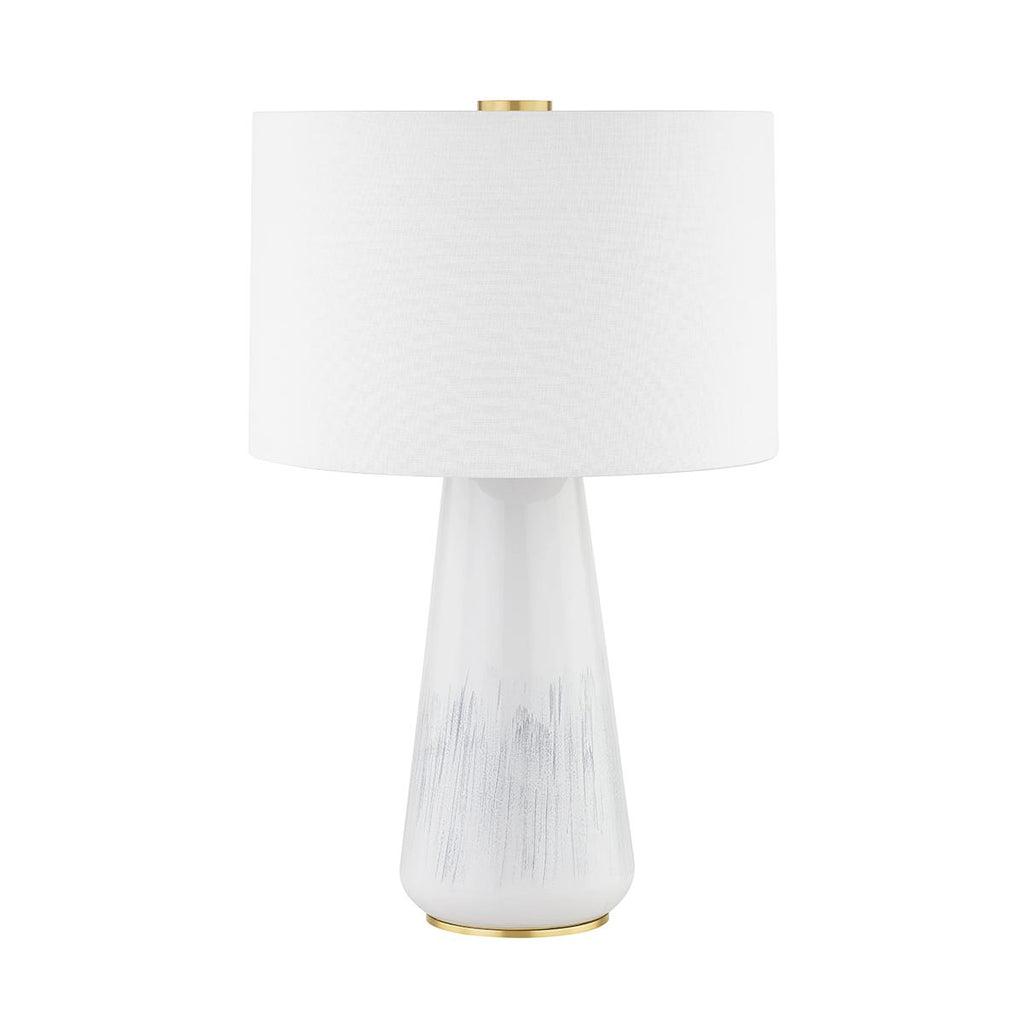 Hudson Valley Lighting Saugerties AGED BRASS/GLOSS WHITE ASH CERAMIC 16.75W x 16.75L x 26H Table Lamp