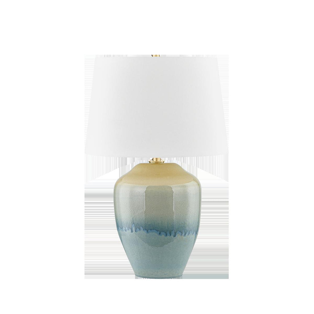 Hudson Valley Lighting MONTVILLE AGED BRASS/CERAMIC CRACKLE EMERALD TIDE 19W x 19L x 28.5H Table Lamp