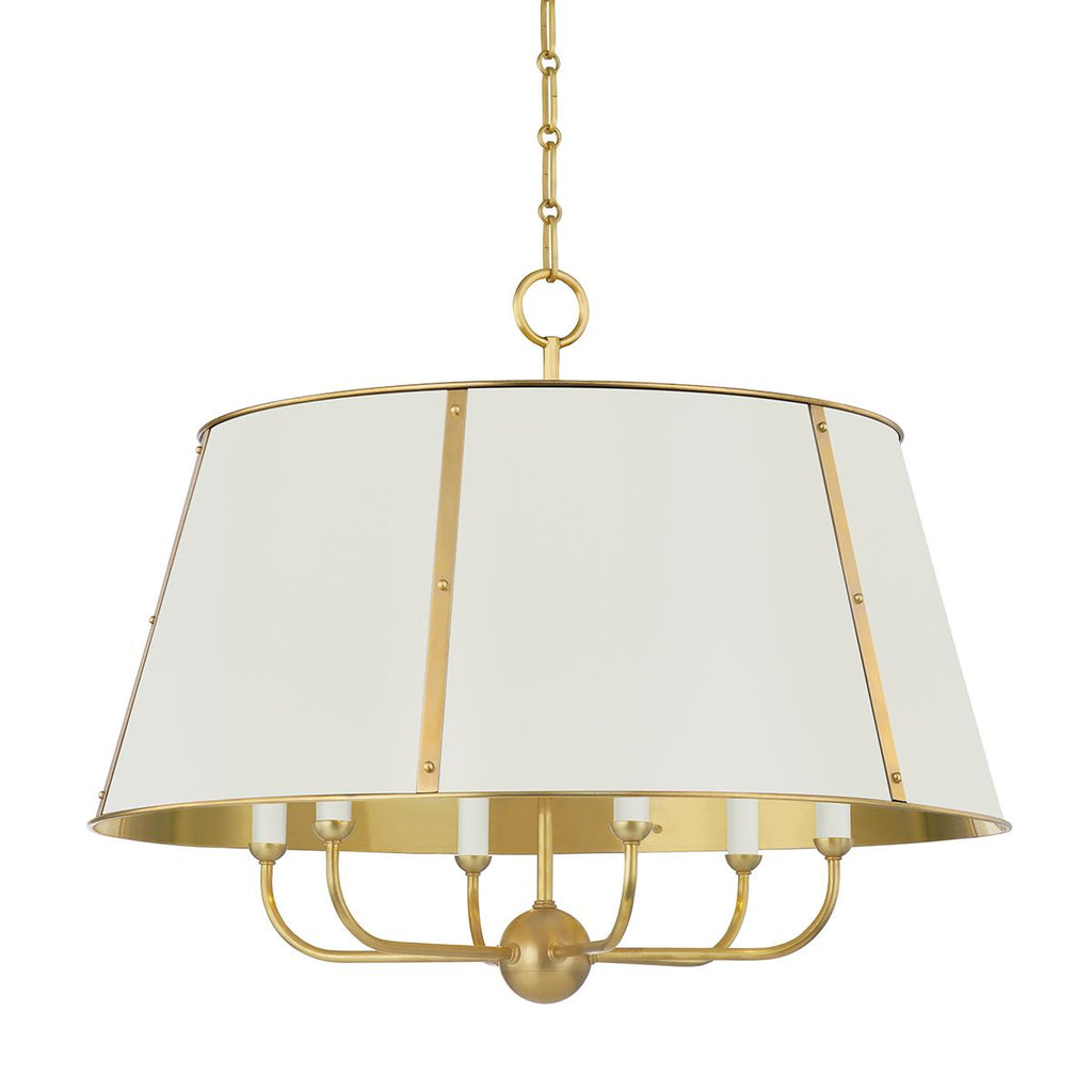 Hudson Valley Lighting Cambridge Aged Brass/off White 28.5W x 28.5L x 23H Chandelier