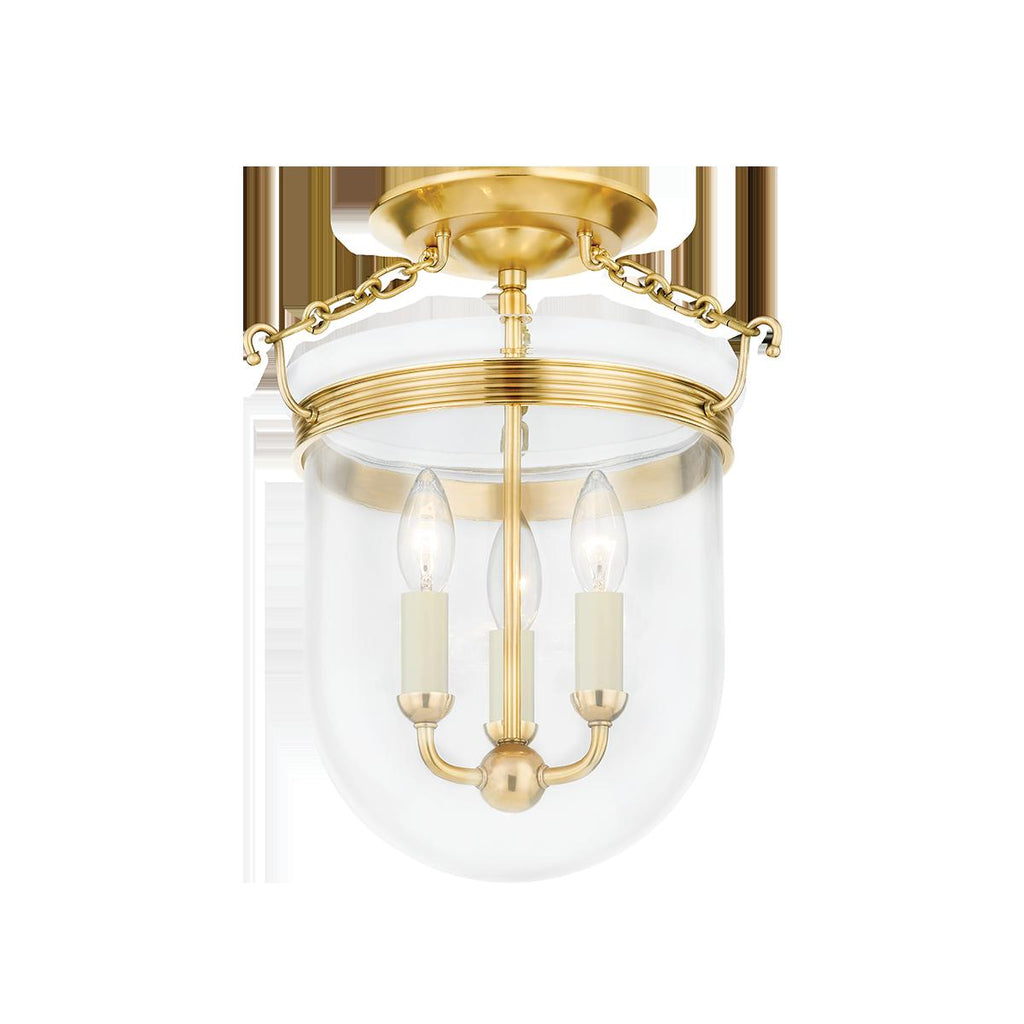 Hudson Valley Lighting Rousham Aged Brass 12.75W x 12.75L x 14.5H Semi-Flush Mount