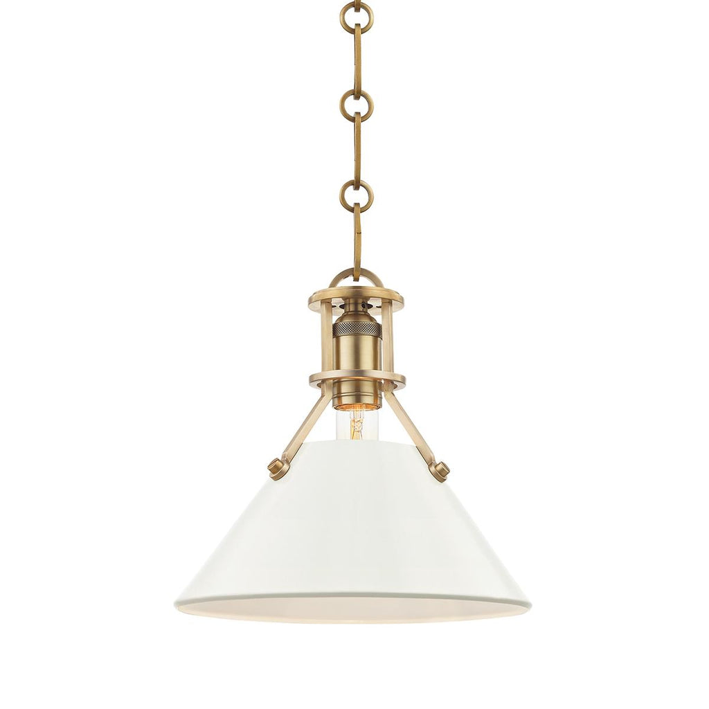 Hudson Valley Lighting Painted No.2 Aged Brass/off White 9.5W x 9.5L x 9.25H Pendant