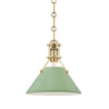 Hudson Valley Lighting Painted No.2 Aged Brass/Leaf Green Combo 9.5W X 9.5L X 9.25H Pendant