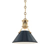 Hudson Valley Lighting Painted No.2 Aged Brass/Darkest Blue 9.5W X 9.5L X 9.25H Pendant