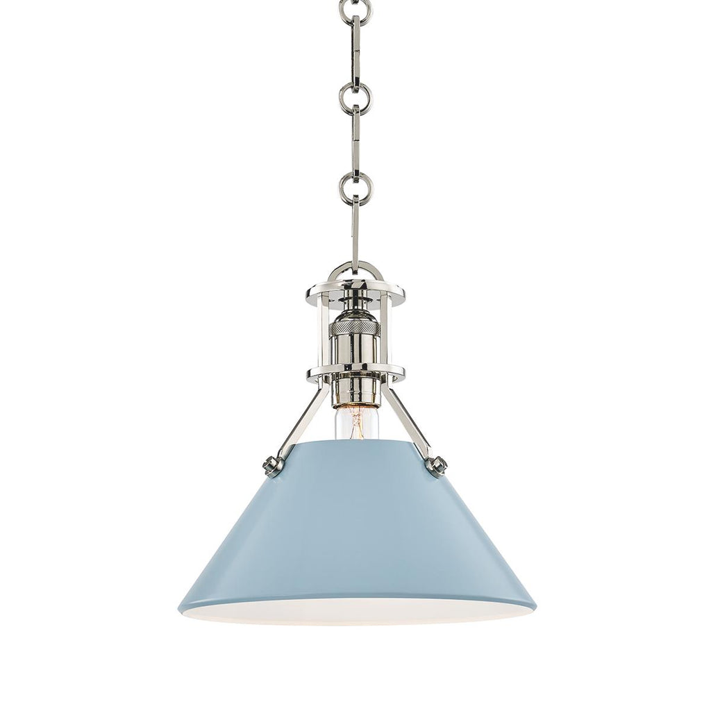 Hudson Valley Lighting Painted No.2 Polished Nickel/blue Bird 9.5W x 9.5L x 9.25H Pendant