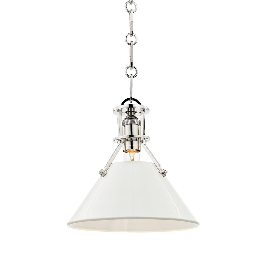 Hudson Valley Lighting Painted No.2 Polished Nickel/off White 9.5W x 9.5L x 9.25H Pendant