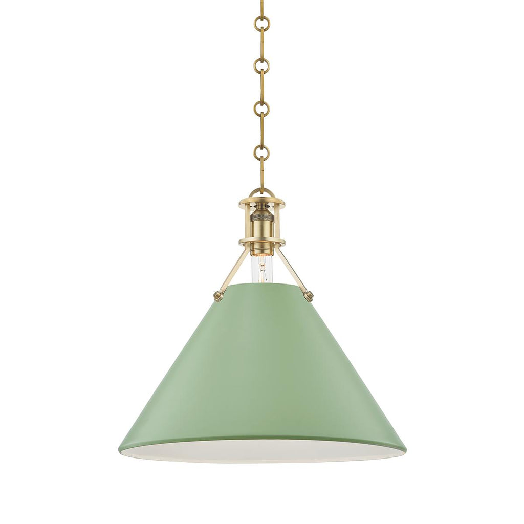 Hudson Valley Lighting Painted No.2 Aged Brass/leaf Green Combo 16W x 16L x 14.5H Pendant