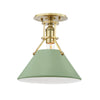 Hudson Valley Lighting Painted No.2 Aged Brass/Leaf Green Combo 9.5W X 9.5L X 11H Semi-Flush Mount