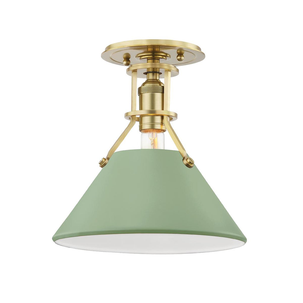 Hudson Valley Lighting Painted No.2 Aged Brass/leaf Green Combo 9.5W x 9.5L x 11H Semi-Flush Mount