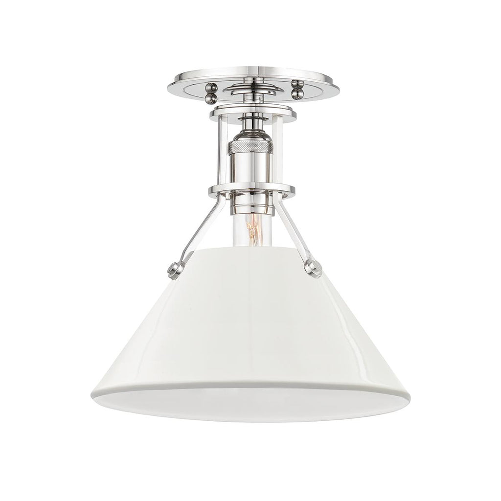 Hudson Valley Lighting Painted No.2 Polished Nickel/off White 9.5W x 9.5L x 11H Semi-Flush Mount