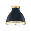 Hudson Valley Lighting Painted No. 3 Aged Brass/Darkest Blue 12.5W X 12.5L X 11H Flush Mount