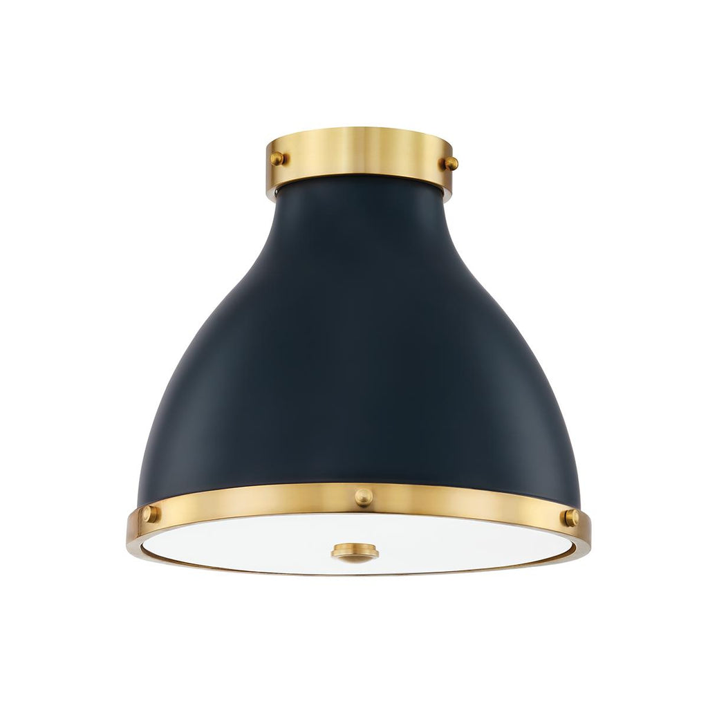 Hudson Valley Lighting Painted No. 3 Aged Brass/darkest Blue 12.5W x 12.5L x 11H Flush Mount