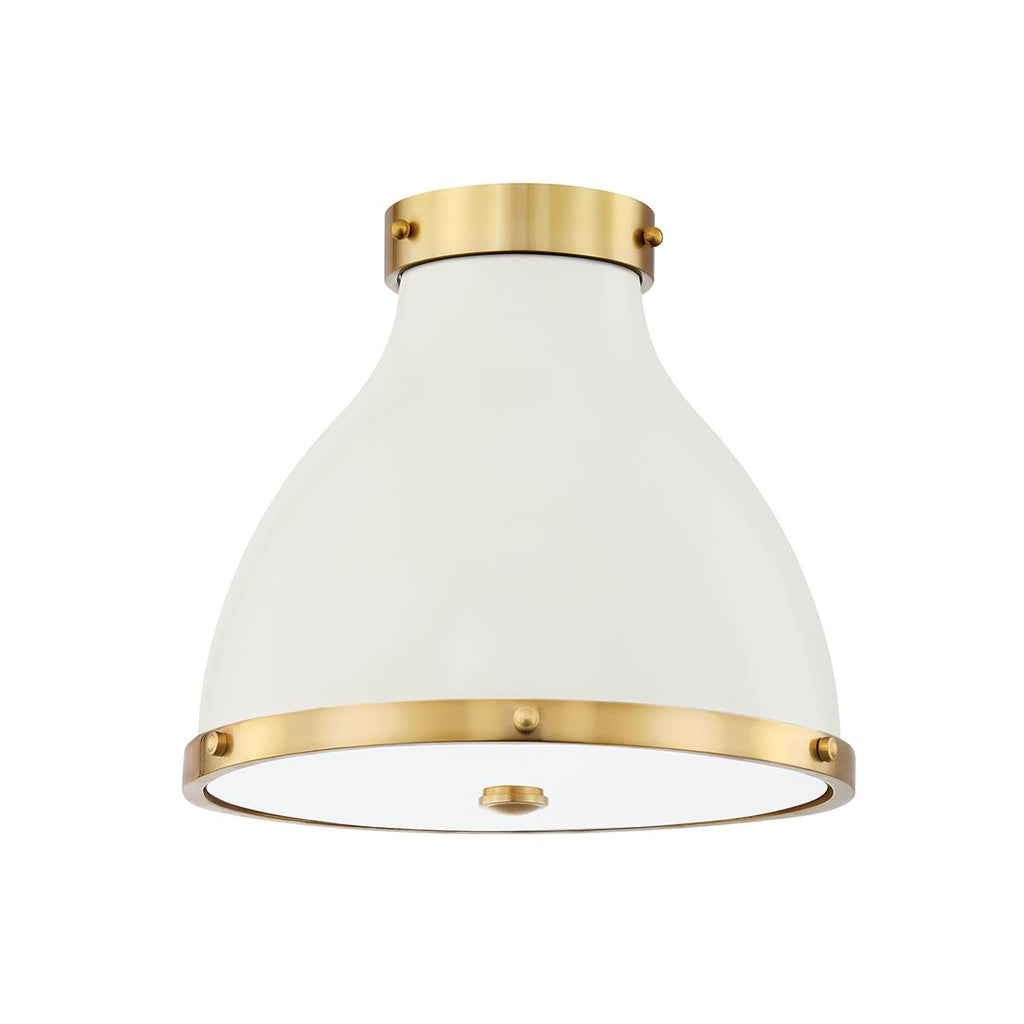 Hudson Valley Lighting Painted No. 3 Aged Brass/off White 12.5W x 12.5L x 11H Flush Mount