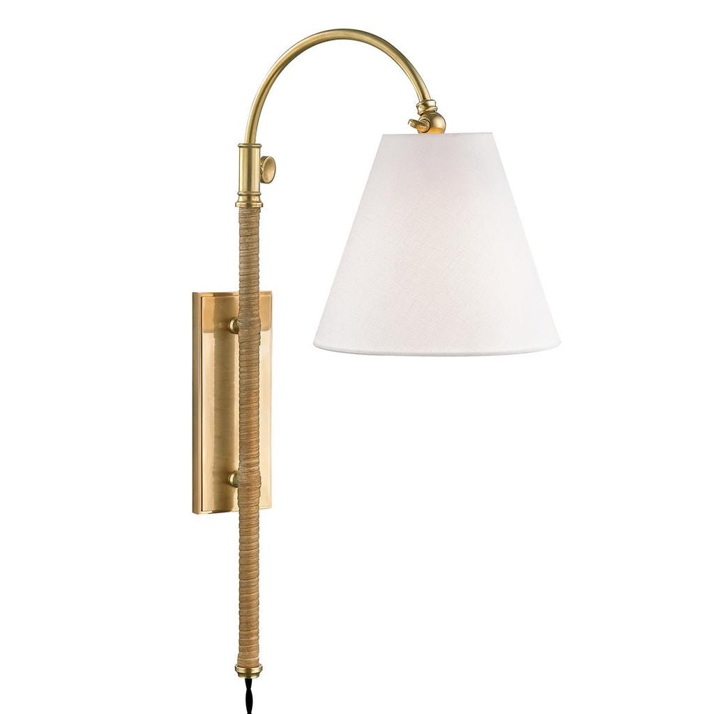 Hudson Valley Lighting Curves No.1 Aged Brass 8W x 8L x 30.25H Wall Sconce