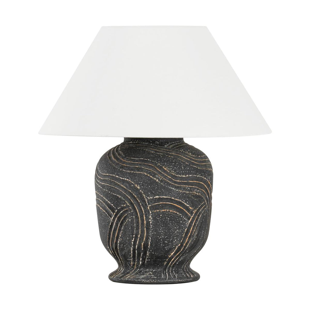 Troy Lighting PECOLA Patina Brass/Ceramic Windswept Ash 22W x 22L x 24.25H Table Lamp