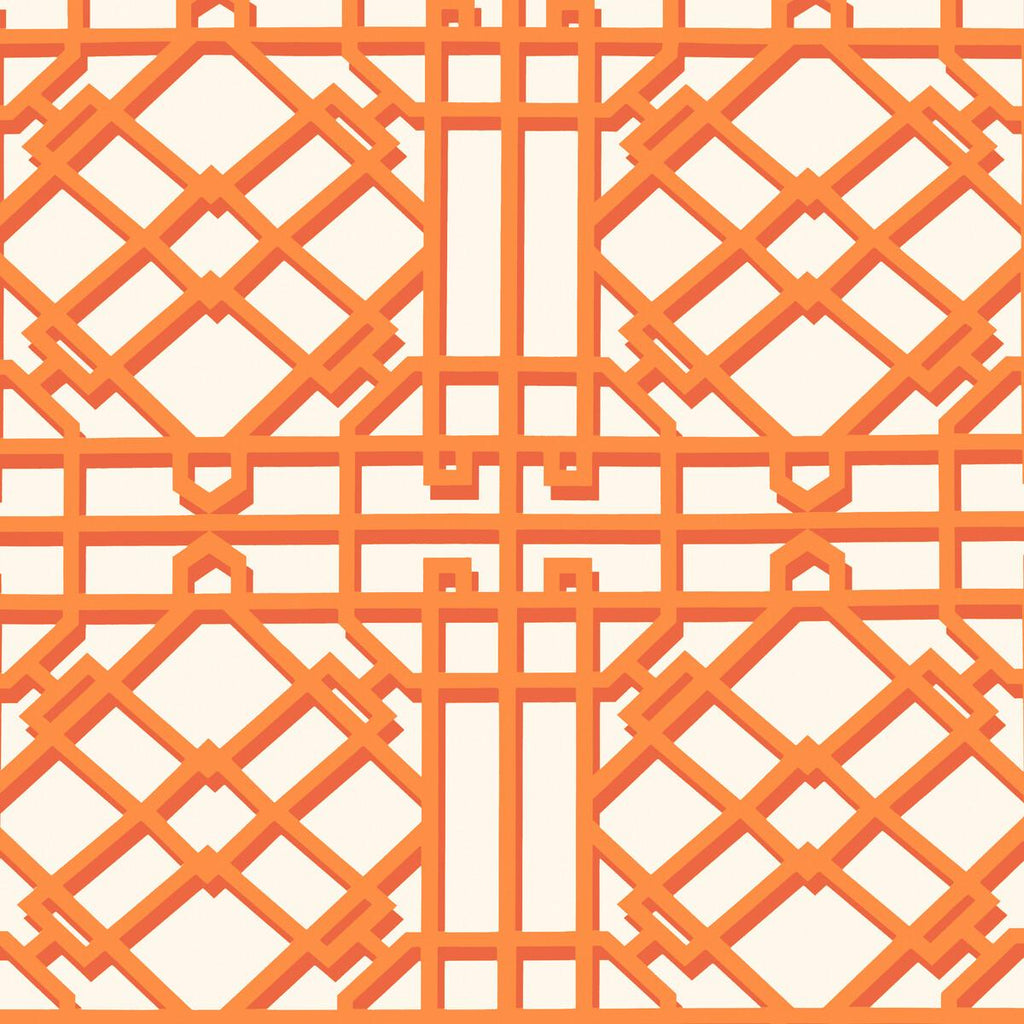 Brunschwig & Fils PAVILION TRELLIS ORANGE Wallpaper