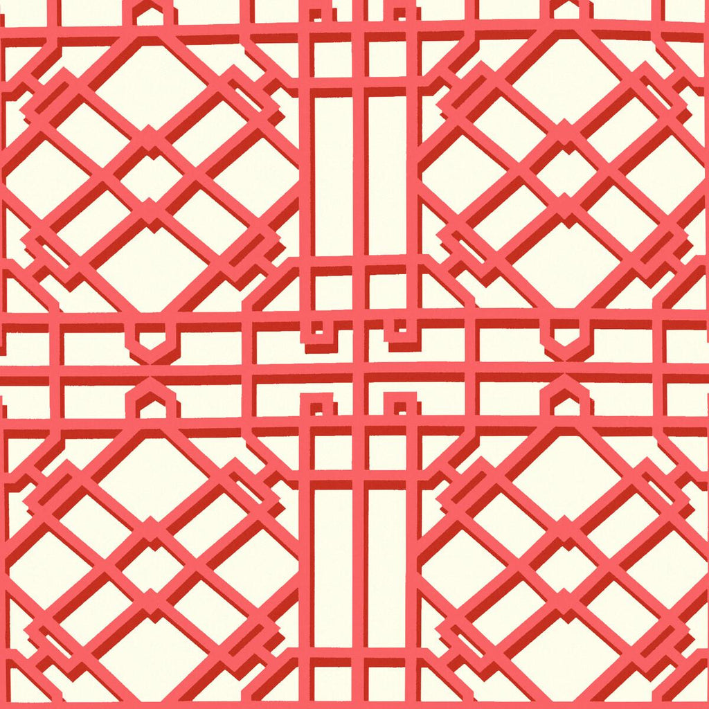 Brunschwig & Fils PAVILION TRELLIS RED Wallpaper