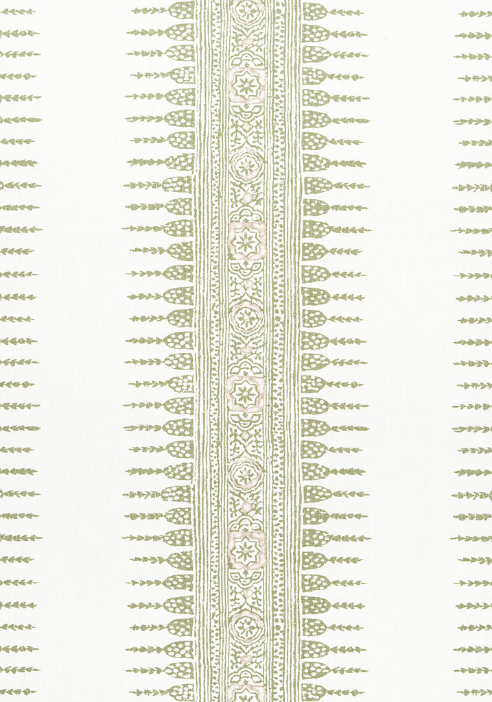 Anna French JAVANESE STRIPE Green and White Fabric