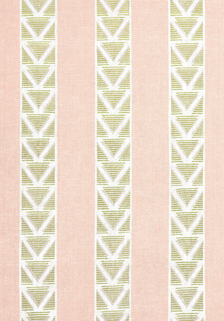 Anna French BURTON STRIPE Blush and Green Fabric