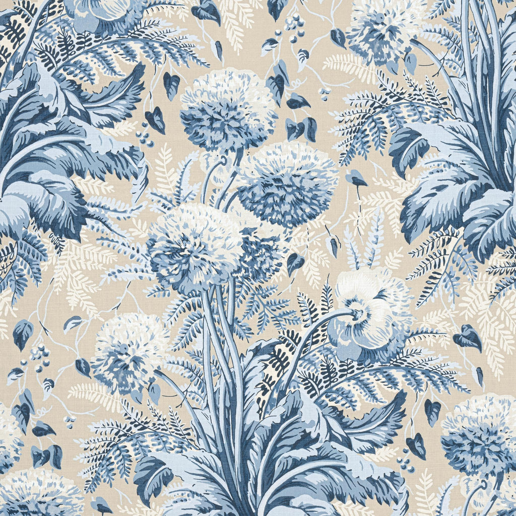 Anna French DAHLIA Navy on Linen Fabric