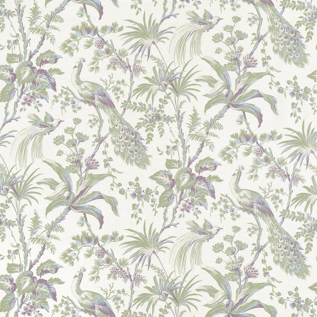 Anna French PEACOCK TOILE Green and Plum Fabric