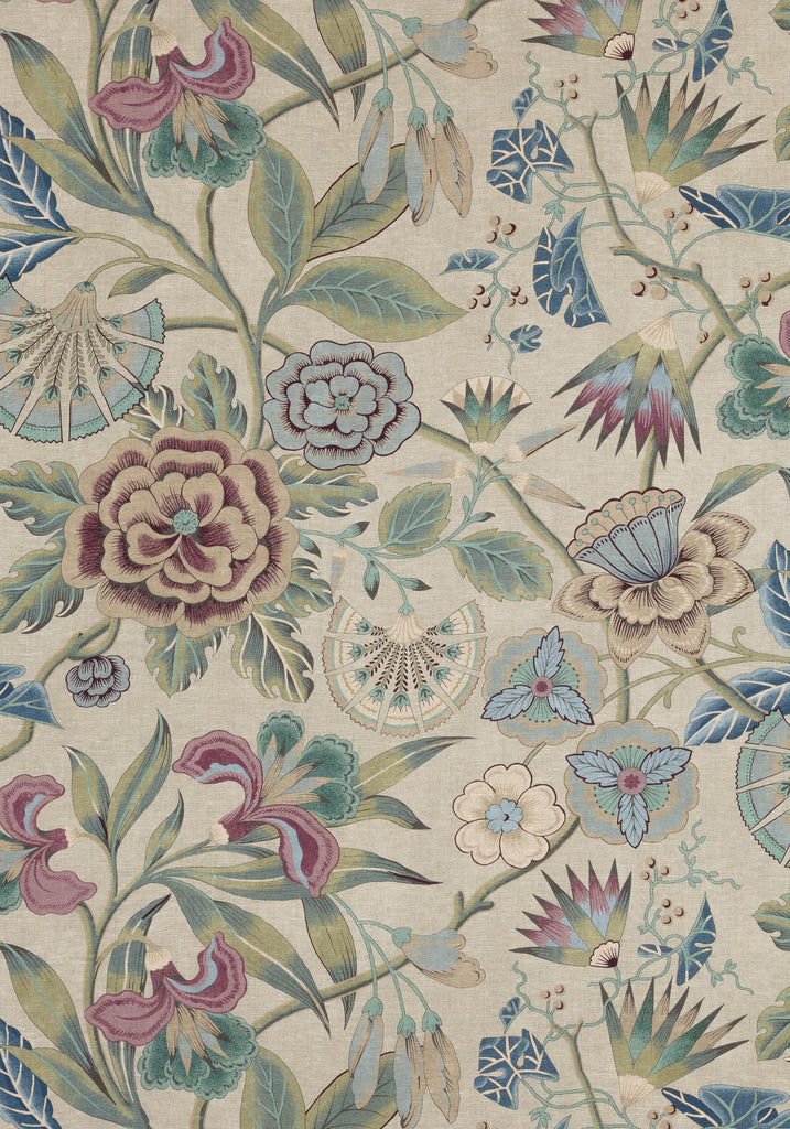 Anna French CLEO Plum and Blue on Flax Fabric