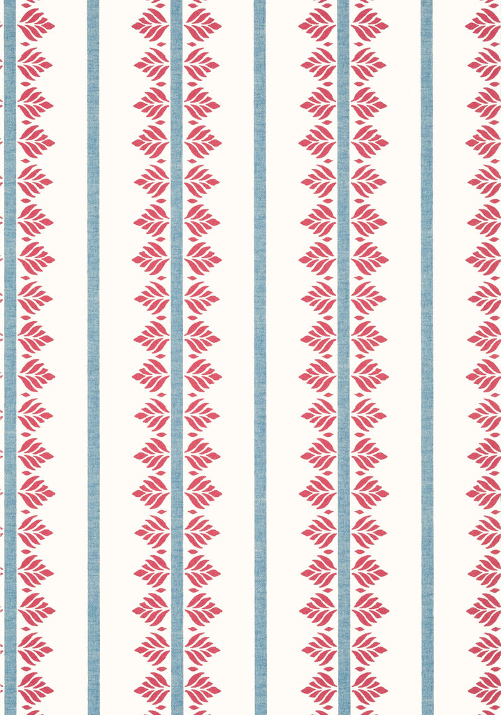 Thibaut FERN STRIPE Red and Blue Wallpaper