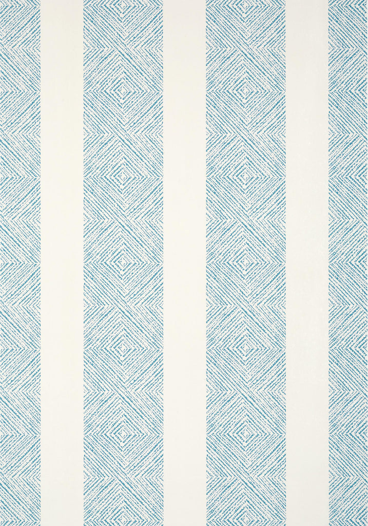 Thibaut CLIPPERTON STRIPE Blue on Natural Wallpaper