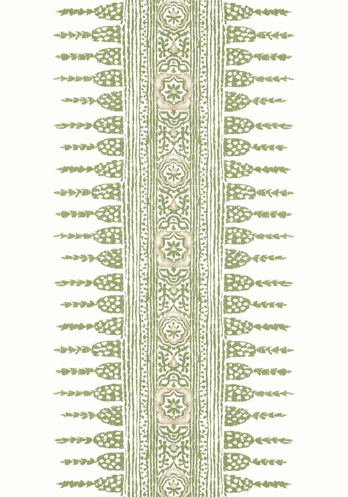 Thibaut JAVANESE STRIPE Green and White Wallpaper